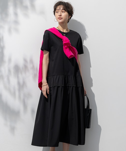 【撥水加工/汗シミ防止/洗える】ティアードデザイン マルチワンピース