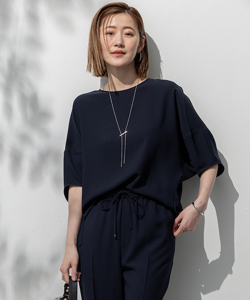 【吸水速乾/UVカット/接触冷感】ストレッチジョーゼット ランタンスリーブ カットソー