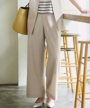 【洗える】トリアセスラブストレッチ ワイド パンツ