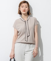 【洗える】レーヨンポリエステルストレッチ ボウタイ ニット