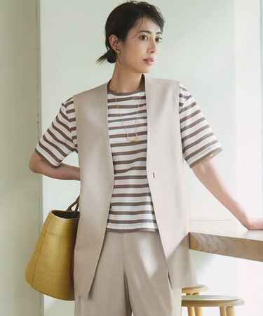 【洗える】トリアセスラブストレッチ ジレ