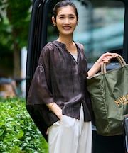 【洗える】ソフトシアーフィルム ギャザー ブラウス