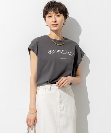 【接触冷感/洗える】BON-PRESAGE ロゴ フレンチスリーブ Tシャツ