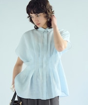 【洗える】LIBECOリネン タック デザイン シャツ