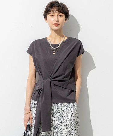 【SLOW/一部店舗限定】ライトツイストコットン サッシュデザイン Tシャツ