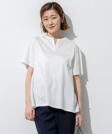 【汗じみ防止/洗える】スムースデザイン バックフレア カットソー