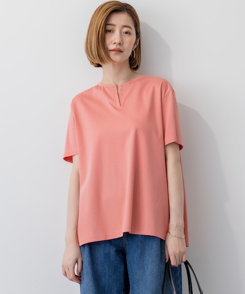 【汗じみ防止/洗える】スムースデザイン バックフレア カットソー