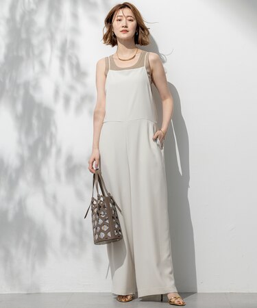 【一部店舗限定/吸水速乾/UVカット/接触冷感/洗える】ストレッチジョーゼット オールインワン
