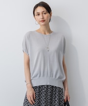 【洗える】クリスピーシアールレックス ギャザースリーブ ラメ ニット