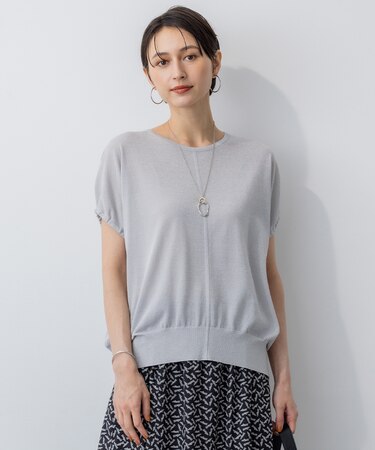 【洗える】クリスピーシアールレックス ギャザースリーブ ラメ ニット