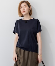 【洗える】レーヨンポリエステルストレッチ プルオーバー ラメニット