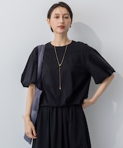 【WEB&一部店舗限定/接触冷感】ツイストコットンプレーティング バルーンスリーブ カットソー