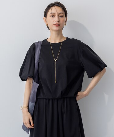 【WEB&一部店舗限定/接触冷感】ツイストコットンプレーティング バルーンスリーブ カットソー