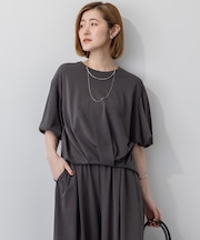 【WEB&一部店舗限定/接触冷感】ツイストコットンプレーティング バルーンスリーブ カットソー