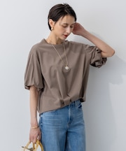 【WEB&一部店舗限定/接触冷感】ツイストコットンプレーティング バルーンスリーブ カットソー