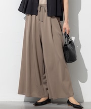 【接触冷感/洗える】ツイストコットンプレーティング ワイド パンツ