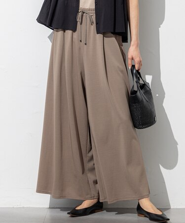 【接触冷感/洗える】ツイストコットンプレーティング ワイド パンツ