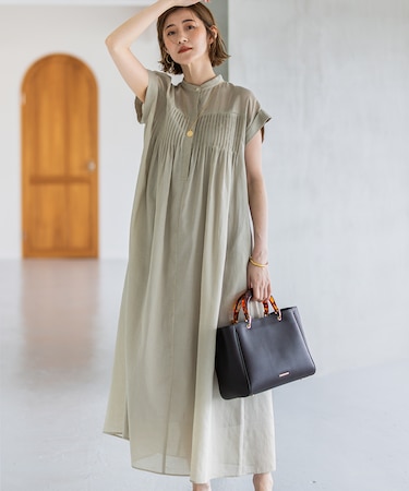 【一部店舗限定/接触冷感/洗える】ラミータンブラー フレンチスリーブ ワンピース