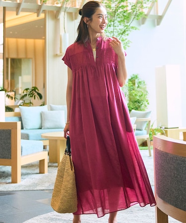 【一部店舗限定/接触冷感/洗える】ラミータンブラー フレンチスリーブ ワンピース