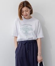 【洗える】JANE PACKERコラボ フラワー刺繍 Tシャツ