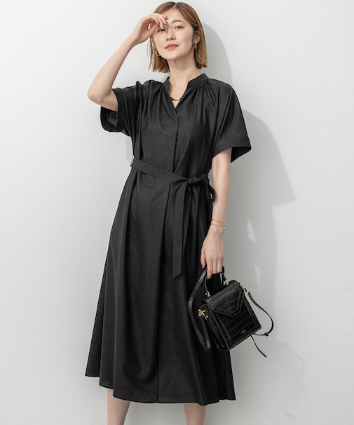 【洗える】トリアセスラブストレッチ ワンピース