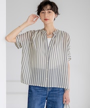 【WEB&一部店舗限定/洗える】ストライププリント シフォン ブラウス
