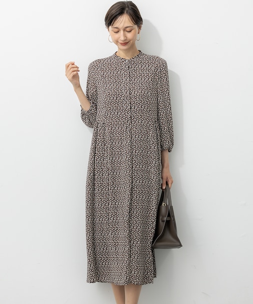 【洗える】モダンジオメトリックプリント ワンピース