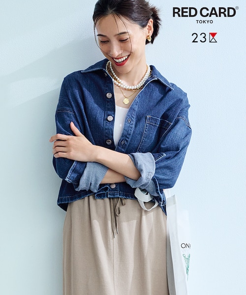 RED CARD TOKYO×23区デニム ジャケット　ミッドブルー　50 RED CARD TOKYO×23区】クロップド デニム ジャケット｜ニジュウ