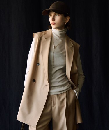 【洗える】TWマットクロス テーラード ジレ