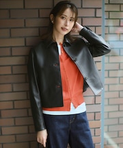 ラムレザー ステンカラー ジャケット