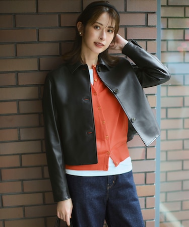 ラムレザー ステンカラー ジャケット