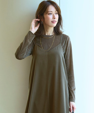 【洗える】シアーベロア ロングスリーブ Tシャツ