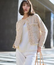 【見上愛さん着用/新色追加/VERY掲載】ツイード ニット ジャケット