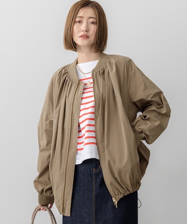 【撥水加工】ソフトメモリータフタ ミドル丈 ブルゾン