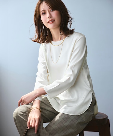 【洗える】サテン ロングスリーブ Tシャツ