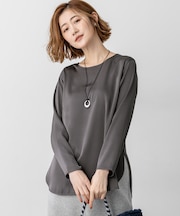 【洗える】サテン ロングスリーブ Tシャツ