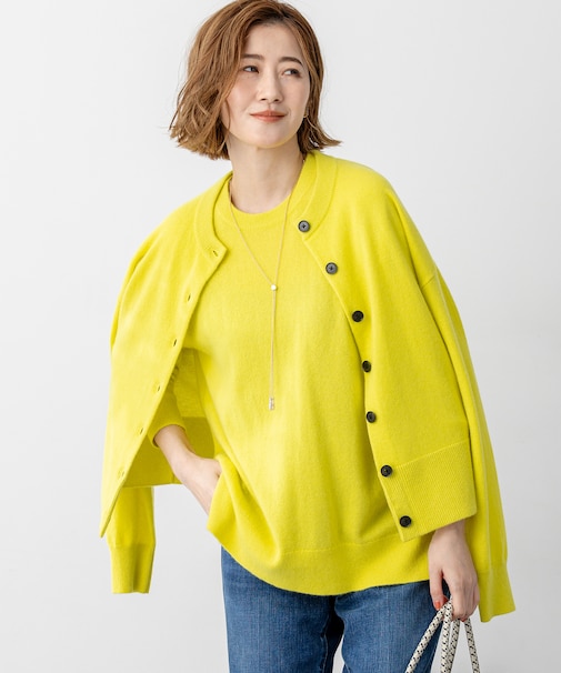 【見上愛さん着用/洗える】ピュアカシミヤ クルーネック カーディガン