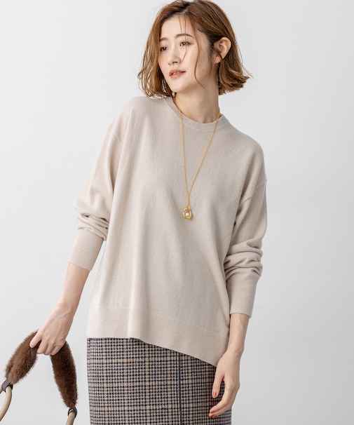 【見上愛さん着用/VERY12月号掲載】ピュアカシミヤ クルーネック ニット