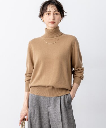 【見上愛さん着用/洗える】ピュアカシミヤ タートルネック ニット