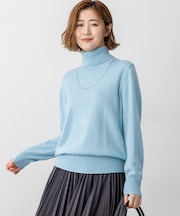 【見上愛さん着用/洗える】ピュアカシミヤ タートルネック ニット