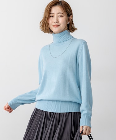 【見上愛さん着用/洗える】ピュアカシミヤ タートルネック ニット