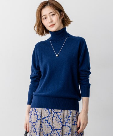 【見上愛さん着用/洗える】ピュアカシミヤ タートルネック ニット