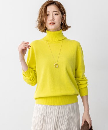 【見上愛さん着用/洗える】ピュアカシミヤ タートルネック ニット