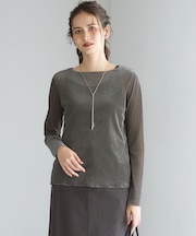 【SLOW/一部店舗限定】ブラッシュドチュール メッシュベロア カットソー
