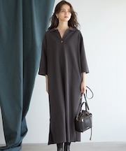 【SLOW/一部店舗限定】ライトダンボール スキッパー ワンピース