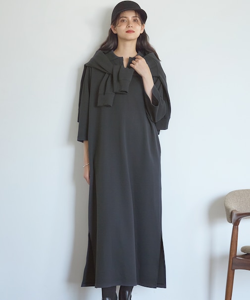 【SLOW/一部店舗限定】ライトダンボール スキッパー ワンピース