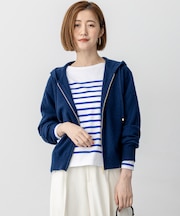 【洗える】ピュアカシミヤ ジップアップ ニット パーカー