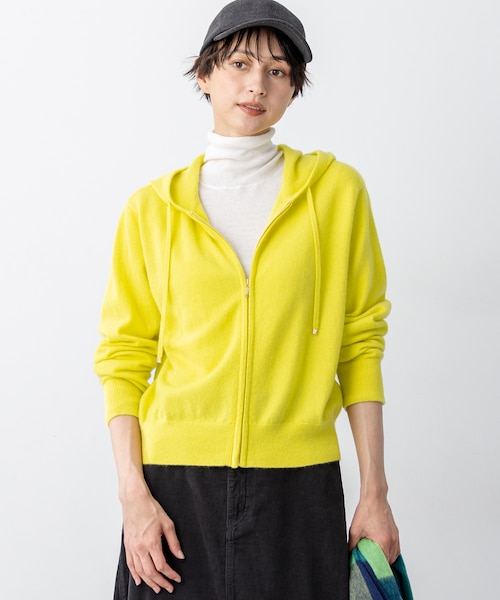 今季　【見上愛さん着用/洗える】ピュアカシミヤ ジップアップ ニット パーカー 見上愛さん着用/洗える】ピュアカシミヤ ジップアップ ニット パーカー
