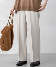 【撥水加工/洗える】TRストレッチギャバ ワイド パンツ