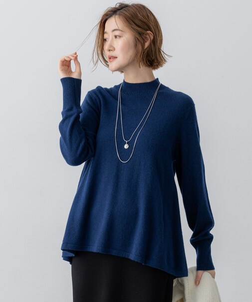 【洗える】ピュアカシミヤ フレア ニット